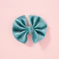 Soft teal velvet scalloped bow hair clip for girls with a plush texture and matte finish - Cyan