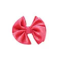Pink velvet scallop bow hair clip for girls with a soft texture and elegant finish - Coral Pink