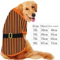 Size chart showing chest and back length measurements for Christmas dog sweaters - 3XL Chest 59cm Back Length 40cm / Large Dog Warm Clothes / Orange Black Stripe Style with Black Belt