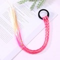 Colorful gradient hair extensions with beige and pink braided ties for kids - 3# Pink Braid