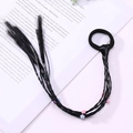 Colorful floral beads and braided hair extension on a black elastic hair tie - 11# Black Braid With Small Flowers