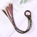 Brown hair ring with colorful braided wig extensions and vibrant decorative cords - 14# Brown Braid With Colorful Rope