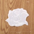 White rose embroidered iron-on patch, 10.5x9.5cm floral applique for clothing and linens - Large Rose Flower Style (9.5x10.5cm)