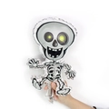 Mini 16-inch Halloween skeleton foil balloon with green eyes and silver metallic finish - Mini Skeleton