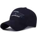 Berretto da baseball in cotone blu scuro con ricamo sportivo 3D e visiera curva - Regolabile / Blu