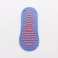 Blue cotton yoga socks with orange silicone non-slip grip dots for Pilates training - Medium Blue & White