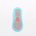 Blue low-cut cotton yoga socks with orange square anti-slip silicone grippers on sole - Sky Blue