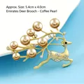 Running deer brooch in golden alloy with coffee pearls and sparkling rhinestones - No. 37-Gold Coffee Pearl Deer