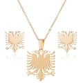 Golden double-headed eagle necklace and earrings set in vintage stainless steel - Double-headed Eagle / Gold