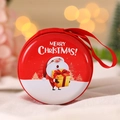 Red Christmas Santa Claus tin gift box with silk handle and festive cartoon design - Santa With Gift / Red