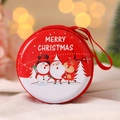 Red Christmas tin coin purse with cute Santa and snowman prints and festive white text - Reindeer Snowman and Santa / Red