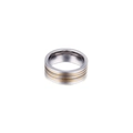 Minimalist stainless steel ring with elegant two-tone gold and silver striped pattern - US 7 / Steel Color (Gold Silver Stripes)
