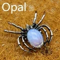 Gothic style opal spider brooch and pendant in antique silver finish with blue stone - Opal
