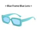 Gafas de sol rectangulares retro con montura azul lago y lentes azules de estilo moderno - Montura Azul / Lentes Azules