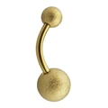 Frosted gold stainless steel belly button ring with matte textured sphere finish - Frosted Ball / Gold