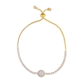 Elegante bracciale regolabile in oro con cristalli di zircone bianco e chiusura a scorrimento - Stile B-Disco Pavé Dorato