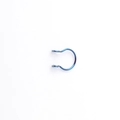 Detailed view of C-shaped blue stainless steel nose ring with double-loop clip structure - Blue