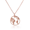 Elegante collana in acciaio inossidabile oro rosa 18k con ciondolo mappa del mondo - Oro Rosa (KN82099-Z)