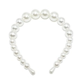Elegant white faux pearl headband with gradient beads and teardrop ends for wedding - 22mm 4 Pearls (White)