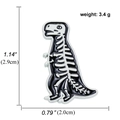 Cartoon dinosaur skeleton enamel pin in black and white with size measurements - T-Rex Skeleton (Style A)