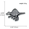 Spilla smaltata fossile di Spinosauro in bianco e nero, dimensioni 2,8 cm x 2,0 cm - Scheletro di Spinosauro
