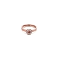 Elegante anillo hexagonal de oro rosa con pavé de circonitas brillantes en banda fina - US 7 / Oro rosa