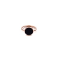 Minimalist 18k rose gold plated stainless steel ring with a round black decorative inlay - US 6 / Rose Gold (KR83243-K)