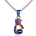 Collana con ciondolo guantone da pugilato in acciaio al titanio arcobaleno vintage lucido - Colorato