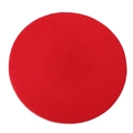 Top-down view showing the fine knit texture and vibrant red color of this wool beret - M (56-58cm) / Red
