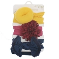 Baby nylon headband set with yellow ball, dark red flower and navy blue bow decor - Yellow/Date Red/Navy Blue Style
