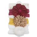 Three-piece set of high-elastic baby nylon headbands in burgundy, yellow, and white - Wine Red/Ginger/White Style
