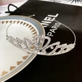 Elegant silver crown hair clip with sparkling rhinestones and heart-shaped design - Crown Headband No.13