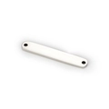 Close-up of polished stainless steel rectangular charm with dual holes on white background - 6*35MM Double Hole / Steel