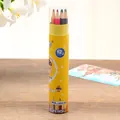 12-color set of artist colored pencils in a yellow cylindrical tube with a clear lid - Twelve Colors