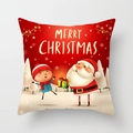Square Christmas pillow case featuring Santa Claus and child illustration with snowflakes - Santa Claus Giving Gifts (DRD315-20)