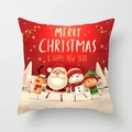 Red Christmas pillow cover with Santa Claus, snowman and reindeer festive pattern - Christmas Characters Chorus (DRD315-19)