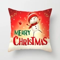 Detail view of snowman pillowcase with Merry Christmas text and vibrant red festive background - Cute Snowman Red Background (DRD315-13)