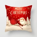 Christmas pillowcase featuring cartoon Santa Claus with a red gift bag and trees - Running Santa Claus (DRD315-7)