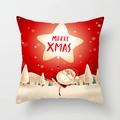 Red Christmas pillow cover with Santa Claus and Merry Xmas star design - Christmas Pentagram (DRD315-6)