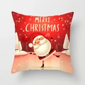 Detail of red Christmas pillowcase featuring a cartoon Santa Claus and Merry Christmas text - Cartoon Santa Red Background (DRD315-12)