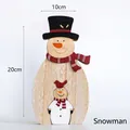 Nordic wooden snowman Christmas desktop ornament with natural wood grain texture - Snowman