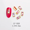 Macro detail of LF-D26 Aurora AB rectangular nail rhinestone with gold beaded edge - Aurora AB Gold Frame Style (D26) / 4.6*8.6mm