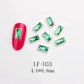 Nail art gems LF-D33 with emerald rectangle crystal and silver metal border details - Dark Green Silver Frame Style (D33)
