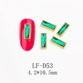 Macro view of emerald-green rectangular nail gems with gold beaded edges model LF-D53 - Emerald Green Gold Frame Long Style (D53)