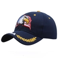 Navy blue baseball cap with embroidered eagle, USA letters and stars on white background - Adjustable / No.3 Navy Eagle USA Wheat