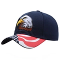 Navy blue baseball cap with eagle embroidery and American flag pattern on the brim - Adjustable / No.5 Navy Eagle Stars and Stripes Brim
