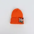 Berretto in maglia arancione con peluche di renna e fiocco di velluto verde per bambini - Bambini: 50-56cm / Rosso Arancio