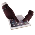 Dunkelbraune Thermo-Touchscreen-Handschuhe für Damen mit Fleece-Futter und Schleife - Braun mit kleinem Pelzrand