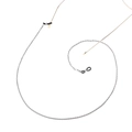 Detail of silver twisted metal eyeglass chain with black anti-slip rubber loops - White K/Silver