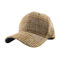 Berretto da baseball classico a scacchi rossi e neri con visiera curva casual - Regolabile 56-60cm / Cachi